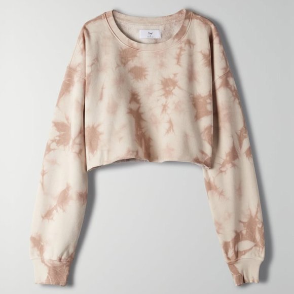 TNA Sweaters - TNA Cozy Fleece Boyfriend Cropped Crew-Neck Sweatshirt